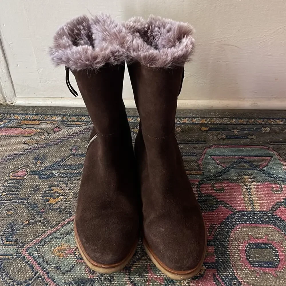 ANTHRO Faryl Robin fur lined Alexandra leather cold weather winter boots sz 36